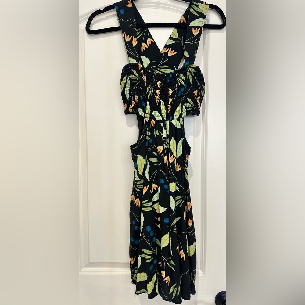 Anthropologie Black Floral Mini Dress - Picture 5 of 7